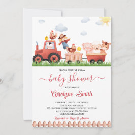 Editable Barnyard Farm Animals Baby Dusche Einladung