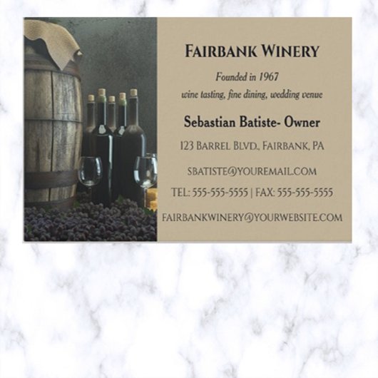 Editable Barrel Wine Business Card Visitenkarte