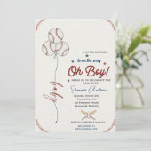 Editable Baseball Baby Shower Rookie Baby Sprinkle Einladung (Stehend Vorderseite)