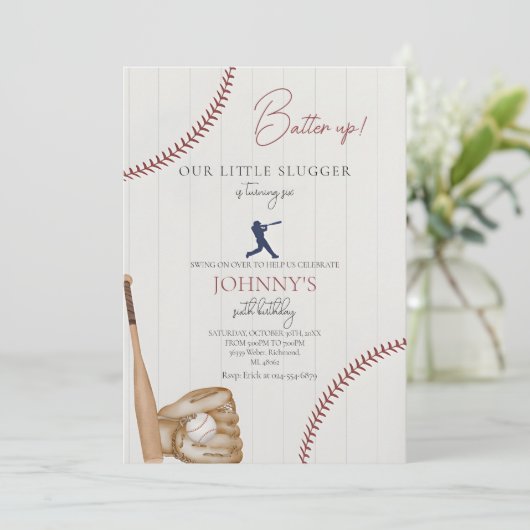 Editable Baseball Birthday Einladung (Stehend Vorderseite)