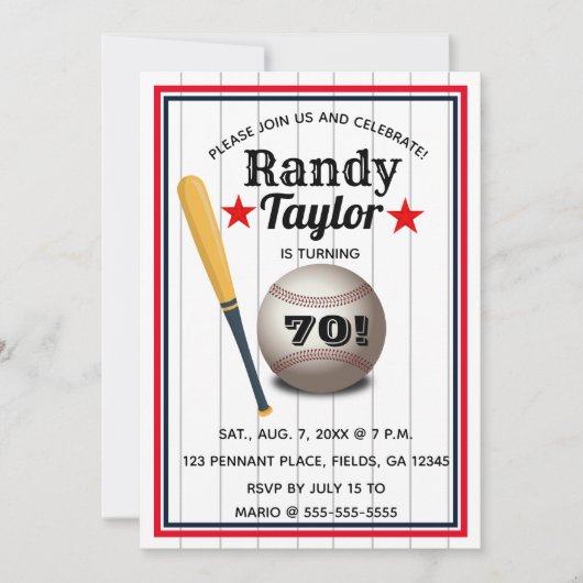 Editable Baseball Birthday Einladung (Vorderseite)