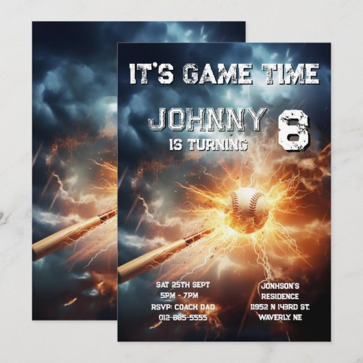 Editable Baseball Birthday Invitation Einladung (Vorne/Hinten)