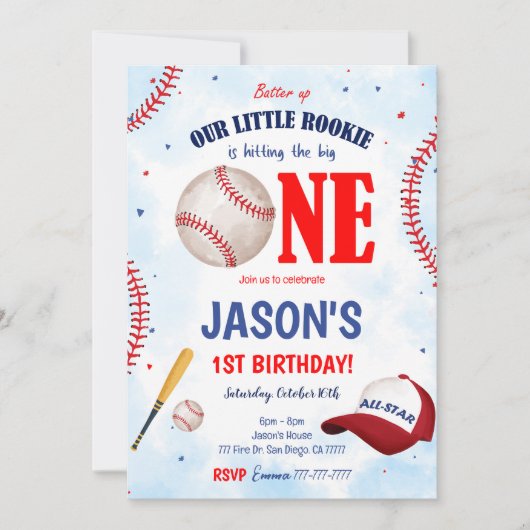 Editable Baseball-Einladung Einladung (Vorderseite)