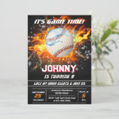 Editable Baseball Geburtstagsparty Einladung (Stehend Vorderseite)