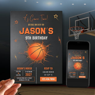 Editable Basketball Birthday Einladung