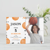 Editable Basketball Foto Einladung (Stehend Vorderseite)