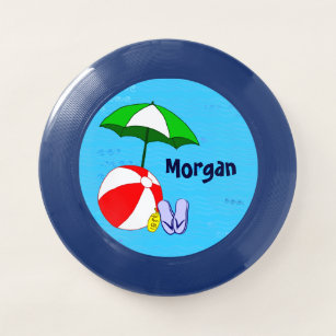 Editable Beach Ball Pool Umbrella Waves Wham-O Frisbee