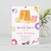 Editable Beach Birthday Einladung (Stehend Vorderseite)