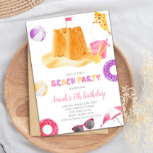 Editable Beach Birthday Einladung