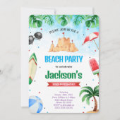Editable Beach Birthday Einladungen (Vorderseite)