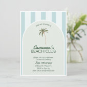 Editable Beach Club Cabana Einladung Geburtstag (Stehend Vorderseite)