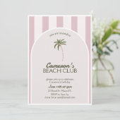 Editable Beach Club Cabana Einladung Geburtstag (Stehend Vorderseite)