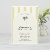 Editable Beach Club Cabana Einladung Geburtstag (Stehend Vorderseite)