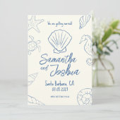 Editable Beach Wedding Save the Date Card Einladung (Stehend Vorderseite)