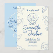 Editable Beach Wedding Save the Date Card Einladung (Vorne/Hinten)