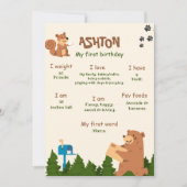 Editable Bear First Birthday Woodland Bear Boy 1. Einladung (Vorderseite)