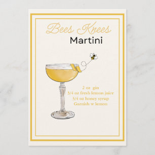 Editable Bees Knees Martini Recicard Menükarte