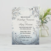 Editable Berries on Blue Wedding Einladung (Stehend Vorderseite)