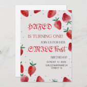 Editable Berry Strawberry Einladung zum Geburtstag (Vorne/Hinten)