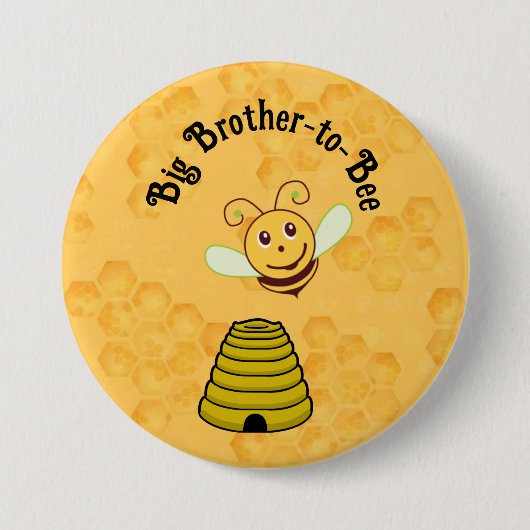 Editable Big Brother-to-Bee Bumblebee Babydusche Button (Vorderseite)
