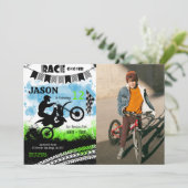 Editable Bike Birthday Foto Einladung (Stehend Vorderseite)