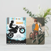 Editable Bike Birthday Foto Einladung (Stehend Vorderseite)