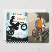 Editable Bike Birthday Foto Einladung (Vorderseite)