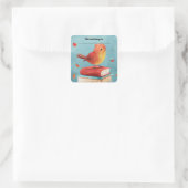 Editable Bird on Books Bookplate Sticker (Tasche)
