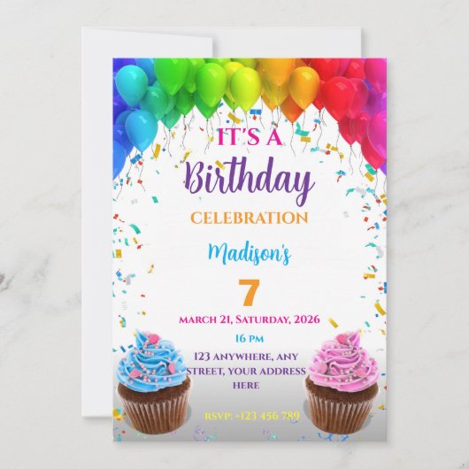 Editable Birthday Invitation (Vorderseite)
