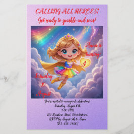 Editable Birthday Invitation – Superheroine Theme Briefpapier