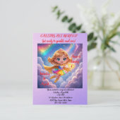 Editable Birthday Invitation – Superheroine Theme Postkarte (Stehend Vorderseite)