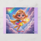 Editable Birthday Invitation – Superheroine Theme Postkarte (Rückseite)