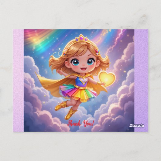 Editable Birthday Invitation – Superheroine Theme Postkarte (Rückseite)