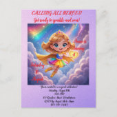 Editable Birthday Invitation – Superheroine Theme Postkarte (Vorderseite)