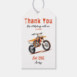 Editable Birthday Orange Dirt Bike Geschenkanhänger