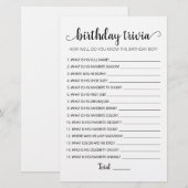 Editable Birthday trivia Birthday party game (Vorne/Hinten)