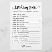 Editable Birthday trivia Birthday party game (Vorderseite)