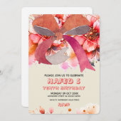 Editable Birthday zehnte Coquette Pink Bow Birthda Einladung (Vorne/Hinten)