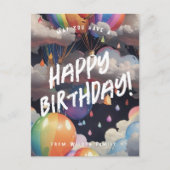 Editable Bithday Regenbogenballons grüßen Postkarte (Vorderseite)