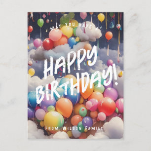 Editable Bithday Regenbogenballons grüßen Postkarte