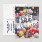 Editable Bithday Regenbogenballons grüßen Postkarte (Vorne/Hinten)