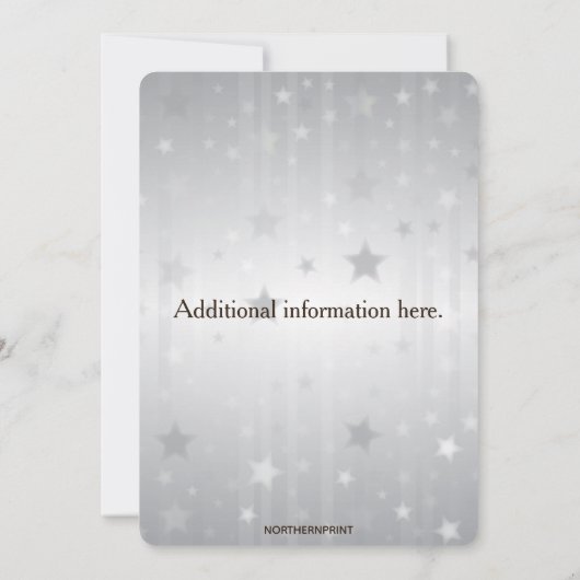 Editable Black and White Ornament Stars Background Einladung (Rückseite)