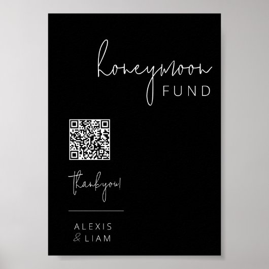 Editable Black and White Wedeymoon Sign Poster (Vorne)