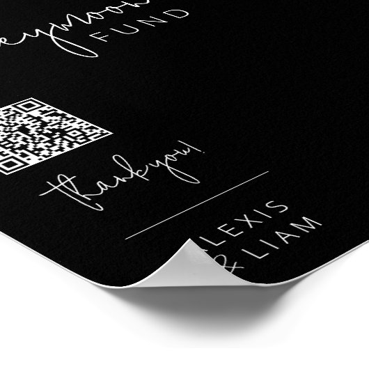 Editable Black and White Wedeymoon Sign Poster (Ecke)