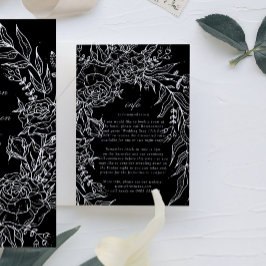 Editable Black Blume White Wreath Wedding Begleitkarte