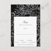 Editable Black Blume White Wreath Wedding RSVP Karte (Vorderseite)