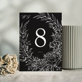 Editable Black Blume White Wreath Wedding Tischnummer