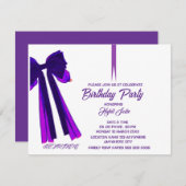 Editable Black Bow Birthday Einladung Template, M (Vorne/Hinten)