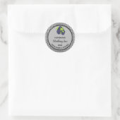 Editable Black Gingham BlackBerry Jam Labels Runder Aufkleber (Tasche)