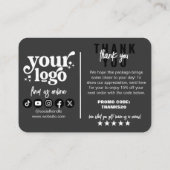 Editable Black Luxury Business Vielen Dank Paket Begleitkarte (Rückseite)